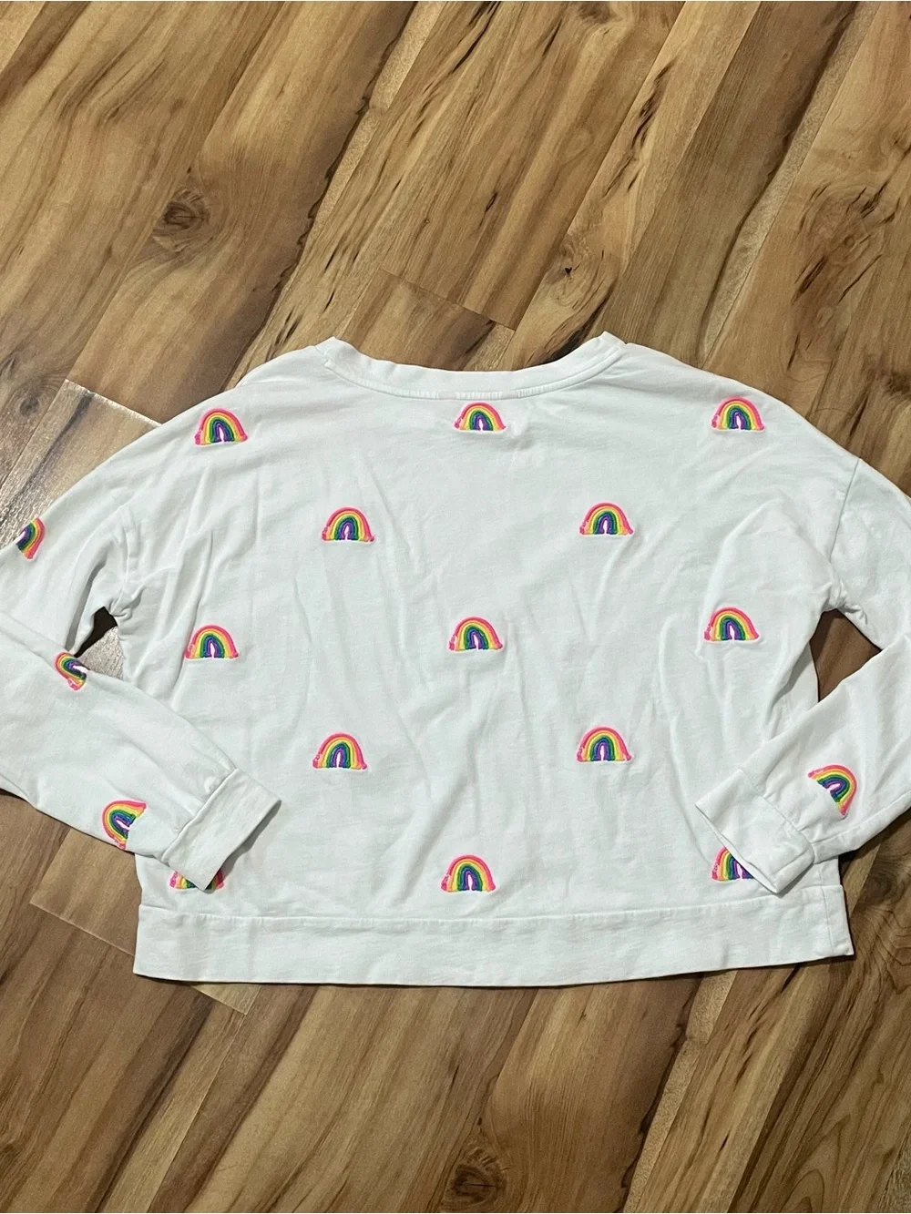 Lilly Pulitzer Sheridan Lightweight Sweatshirt Rainbow Embroidered Crewneck S